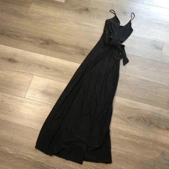 Misa Los Angeles Domino Vneck Knot Front Tie Womens Maxi Dress Size XS - Picture 1 of 9